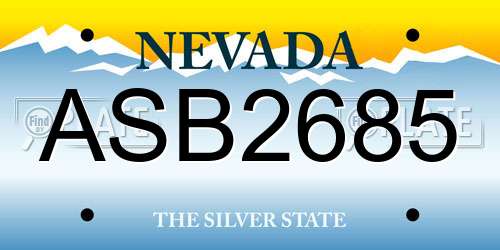 ASB2685 Nevada License Plate