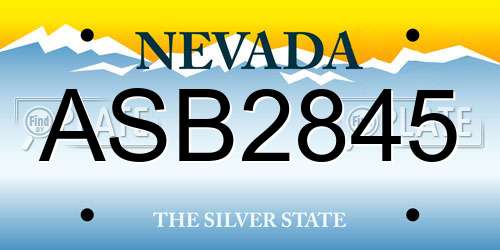 ASB2845 Nevada License Plate