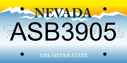 ASB3905 Nevada License Plate