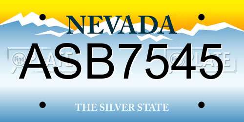 ASB7545 Nevada License Plate