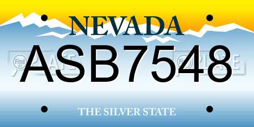ASB7548 Nevada License Plate
