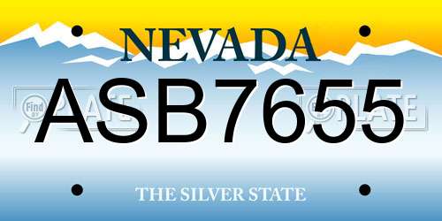 ASB7655 Nevada License Plate