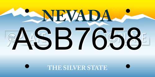 ASB7658 Nevada License Plate