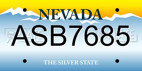 ASB7685 Nevada License Plate