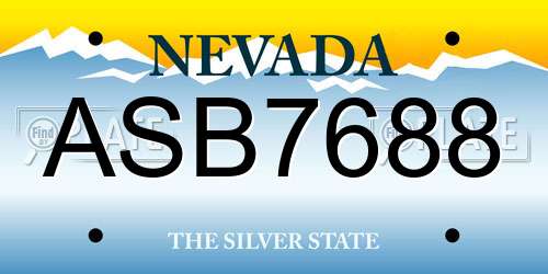 ASB7688 Nevada License Plate
