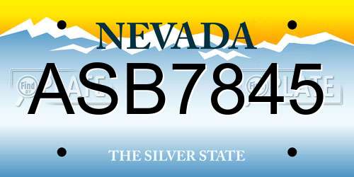 ASB7845 Nevada License Plate