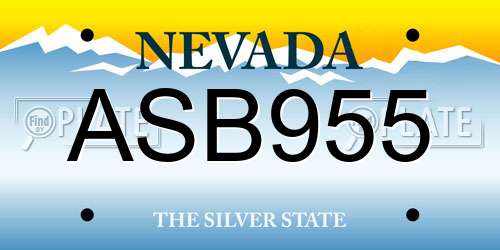 ASB955 Nevada License Plate