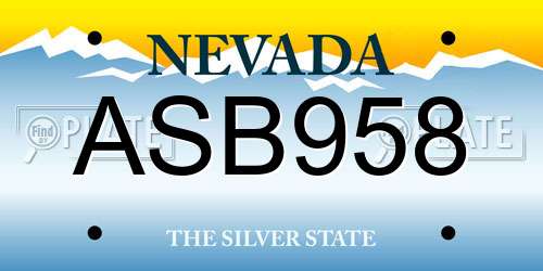 ASB958 Nevada License Plate