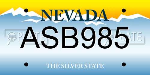 ASB985 Nevada License Plate