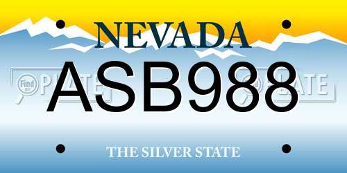 ASB988 Nevada License Plate