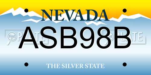 ASB98B Nevada License Plate