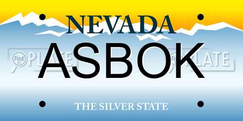 ASBOK Nevada License Plate