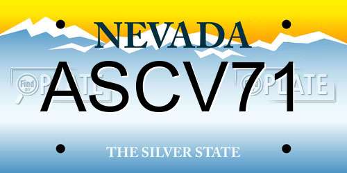 ASCV71 Nevada License Plate