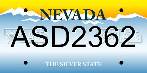 ASD2362 Nevada License Plate