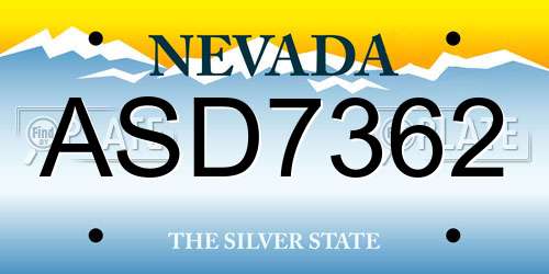 ASD7362 Nevada License Plate