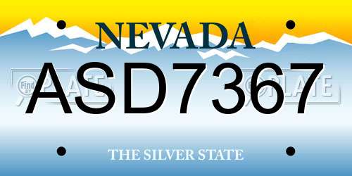 ASD7367 Nevada License Plate
