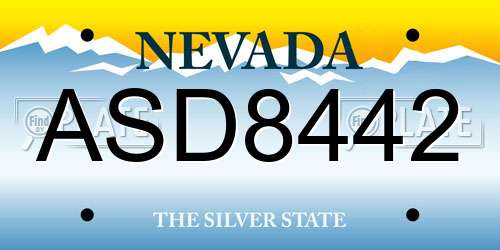 ASD8442 Nevada License Plate