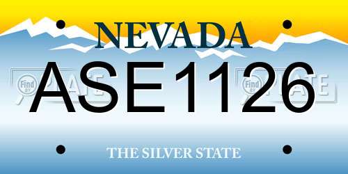 ASE1126 Nevada License Plate