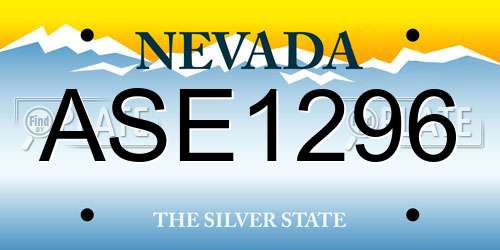 ASE1296 Nevada License Plate