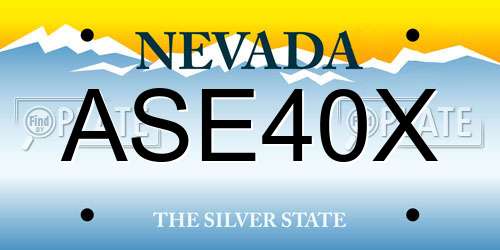 ASE40X Nevada License Plate