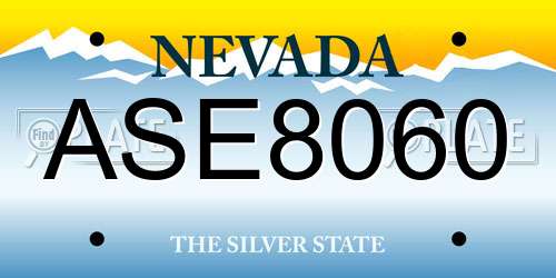 ASE8060 Nevada License Plate