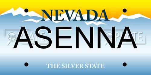 ASENNA Nevada License Plate