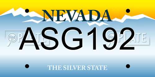 ASG192 Nevada License Plate