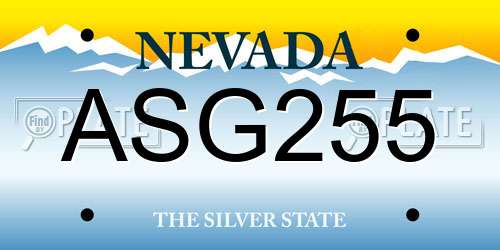 ASG255 Nevada License Plate