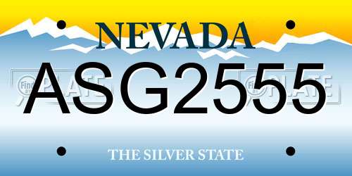 ASG2555 Nevada License Plate