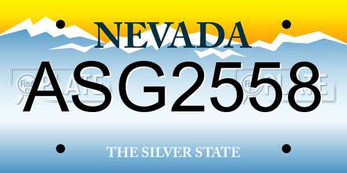 ASG2558 Nevada License Plate