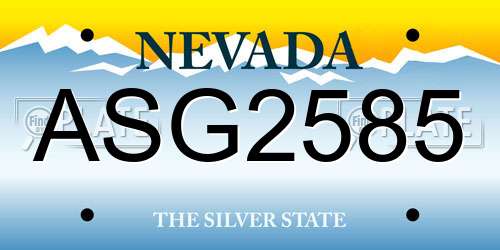 ASG2585 Nevada License Plate