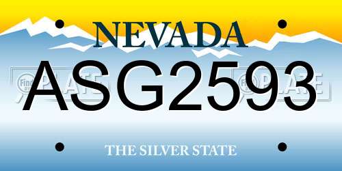 ASG2593 Nevada License Plate