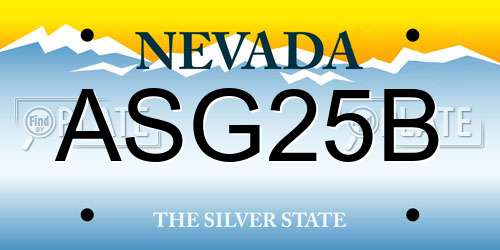 ASG25B Nevada License Plate