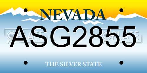 ASG2855 Nevada License Plate