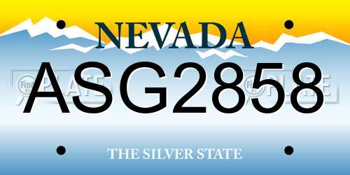 ASG2858 Nevada License Plate