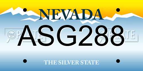 ASG288 Nevada License Plate