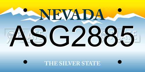 ASG2885 Nevada License Plate