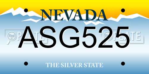 ASG525 Nevada License Plate