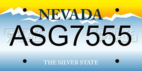 ASG7555 Nevada License Plate