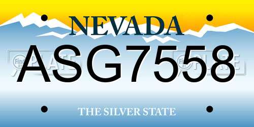 ASG7558 Nevada License Plate