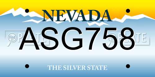 ASG758 Nevada License Plate