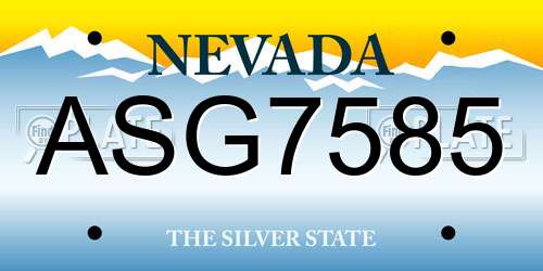 ASG7585 Nevada License Plate