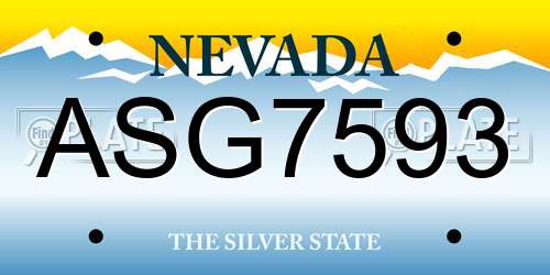 ASG7593 Nevada License Plate