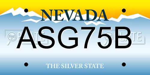 ASG75B Nevada License Plate