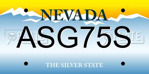 ASG75S Nevada License Plate