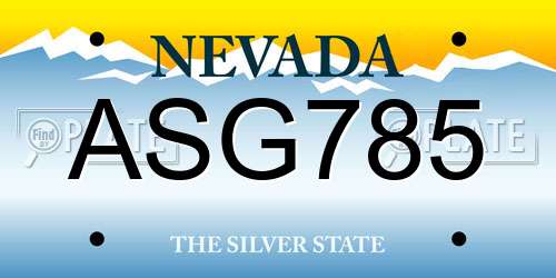 ASG785 Nevada License Plate
