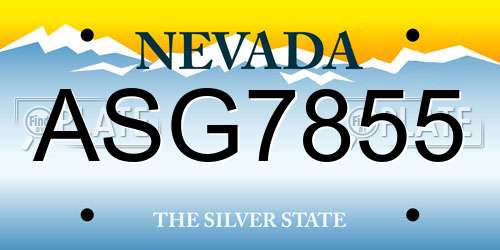 ASG7855 Nevada License Plate