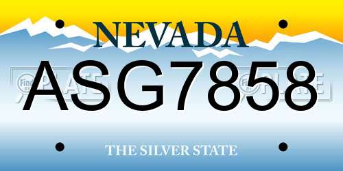 ASG7858 Nevada License Plate