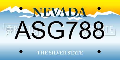 ASG788 Nevada License Plate