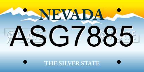 ASG7885 Nevada License Plate